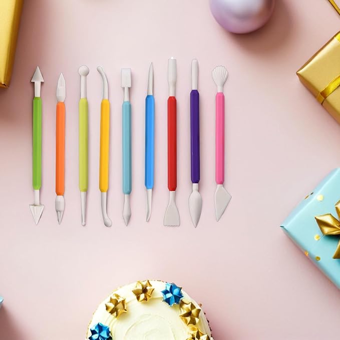 Cabilock 18pcs Fondant Modeling Set Cake Decorating Tools Polymer Clay Sculpting Tools Baking Sculpting Kit for Sugarcraft and Cookie Decoration