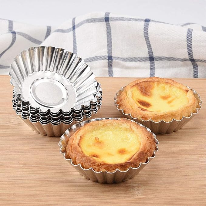 20 Pcs Aluminium Mini Pie Tins, 2.8" Mini Tart Pans Egg Tart Mold Reusable Tart Pans for Baking, Cheese Cakes, Desserts, Egg Tart