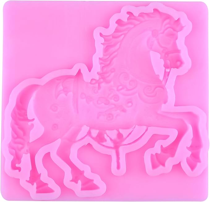 Carousel Horse Silicone Fondant Molds 3D Merry-Go-Round Chocolate Mold For Carousel Party Cake Decoration Cupcake Topper Candy Polymer Clay Chocolate Gum Paste Set Of 3
