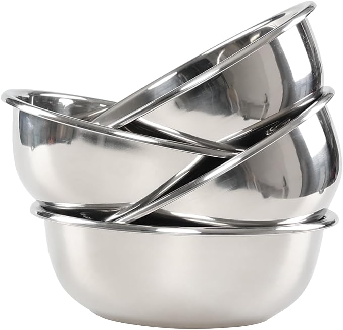 4-pack Mixing Bowls, 8.6 Inches Stainless Steel Prep Serving Bowls