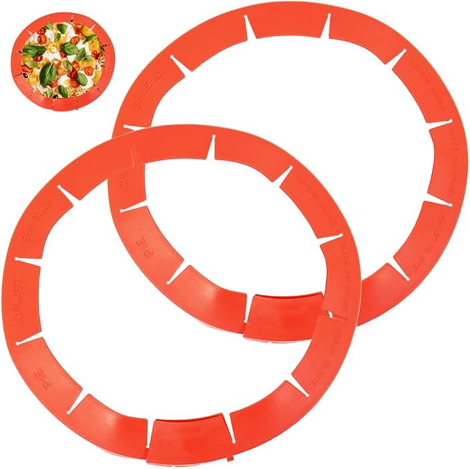 Adjustable Silicone Pie Crust Shield Protectors - BPA-free Kitchen Tool for Baking Pizza, Fits 8-11.5 Inches (Red-2pcs)