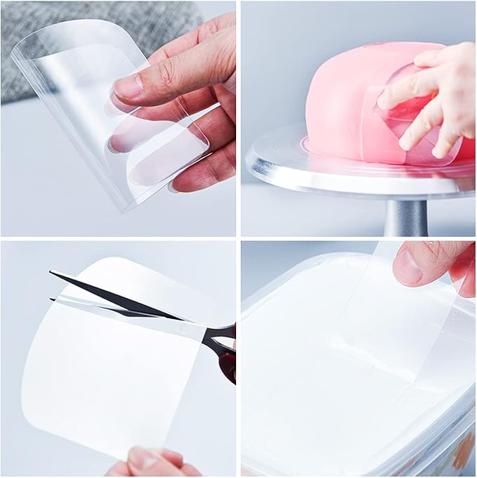 Woohome 50 PCS Transparent Cake Cream Scraper Plastic Cake Scraper Clear Icing Comb Contour Set for Bread Pastry Cake Decorating Supplies DIY Kitchen Bakery Baking Tool