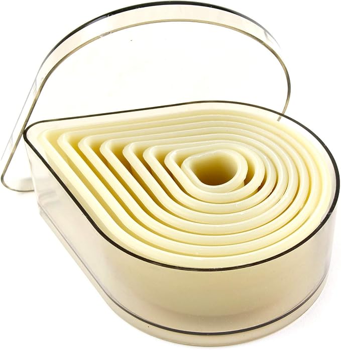 O'Creme Teardrop-Shaped Heat-Resistant Plastic Cutter in Eight Sizes, One of Each