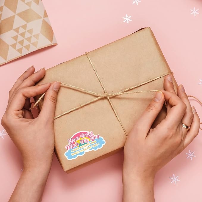 Your Order Made My Day Stickers, Cute Thank You Your Order Stickers for Mail Envelopes Shipping Business Package Packaging 500 PCS