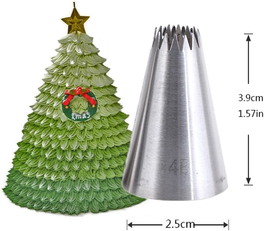 French Star Piping Tip 4B,Large 4B Icing Tip for Shells,Border, Waves, Churros &Cake Decorating,3 Pcs