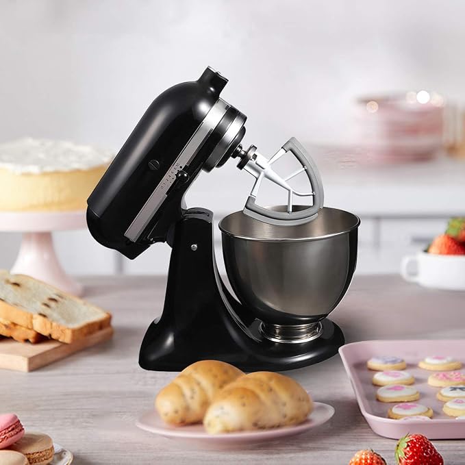 Flex Edge Beater for KitchenAid Tilt-Head Stand Mixer | 4.5-5 Quart Flat Beater Paddle with Flexible Silicone Edges Bowl Scraper, White