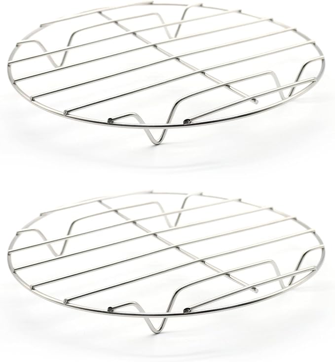 8.66" Round Cooking Rack, 2 Pcs Stainless Steel Baking Cooling Steaming Grilling Rack for Air Fryer, Pressure Cooker, Cooking Enthusiasts
