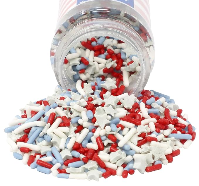 Mystic Sprinkles Fourth of July Sprinkles Mixes (Spirit of America In Silver Sprinkle Mix 3.4oz)