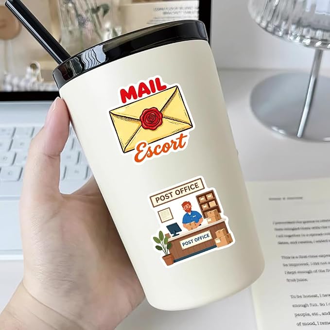 Postman Stickers|50Pcs Mailman Waterproof Vinyl Decals | Removable Resuable Sun-proof Peel and Stick for Water Bottles Laptop Luggage Cup Computer Mobile Phone Skateboard Decoration