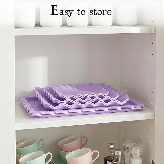 NWK 5 Piece Cake Stand Set with 2 x Large 3-Tier Cupcake Stands, 3 x Appetizer Trays, Perfect for Hosting Wedding Birthday Baby Bridal Shower Tea Party Decorations (Purple)