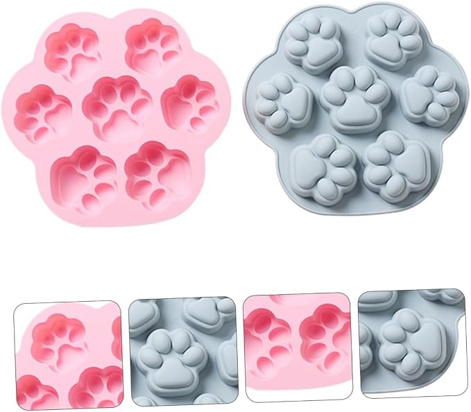 STOBAZA 2Pcs Non-stick Silicone Cat Paw Baking Molds Kit Pink Blue for DIY Cookies Chocolate Fondant Wear-resistant Household Silicone Mold for Cake Decorating and Craft Modeling