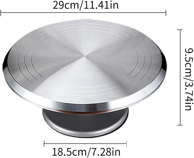Aluminium Rotating Cake Turntable - 12 Inch Round Stand with Non-Slip Silicone Bottom for Cupcakes, Pastries & Cake Decorations