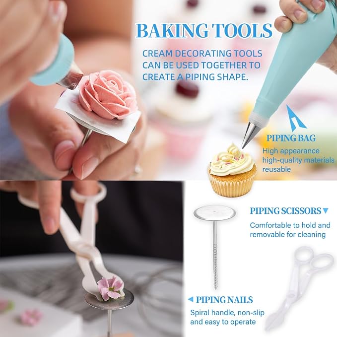 179PCS Cake Pan Set for Baking,3PCS Springform Round Cake Pans(4,7,9 Inch) | Non-Stick Springform Pan,65 Baking Cups,30Parchment paper liners,Piping Tips and Bags for Cake Decorating
