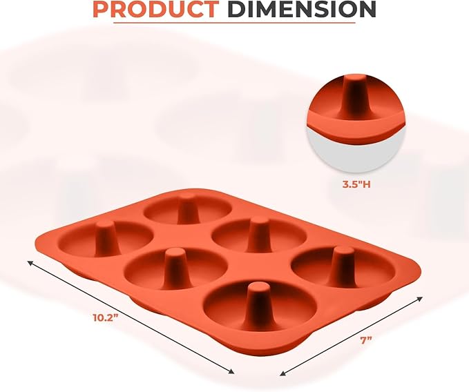 ABAM Premium Silicone 3.5 inch Donut Pan 2-Pack of Trays Non-Stick Food Grade Silicone baking mold with 12 Doughnut Molds or Bagel & Cake Making Tray perfect for Microwave, Freezer & Dishwasher safe