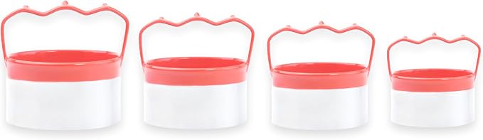 4-Piece Round Cookie & Biscuit Cutters Set - Ergonomic Design, Red Silicone Grip, 0.4mm Stainless Steel, Ideal for Baking Fun Treats, Sizes: 2.5", 3", 3.5", 4"