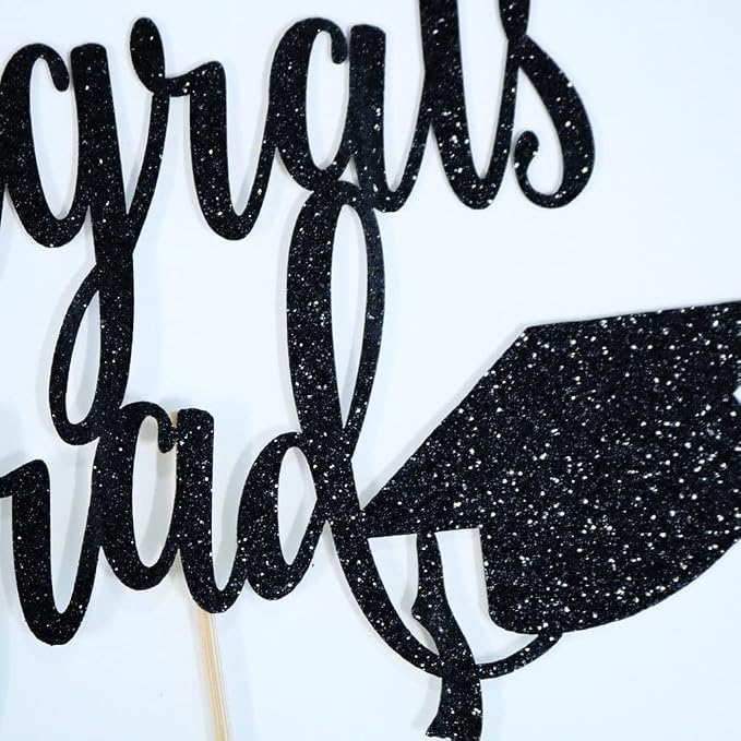 Black flash Congrats Grad Cake Topper,2026 Graduation Cake Topper, Congrats Grad Decorations,2026 High School/College/Senior Graduation Party Decorations Supplies.