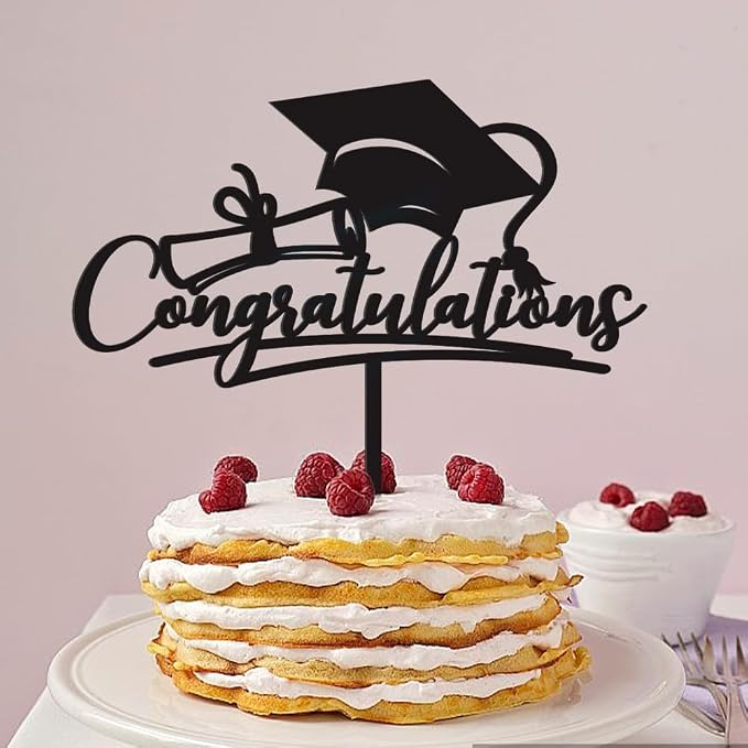 Congratulations 2026 Graduation Cake Topper,Congrats Grad Cake Decor - 2026 High School/College/Senior Graduation Party Decorations Supplies (black Acrylic)
