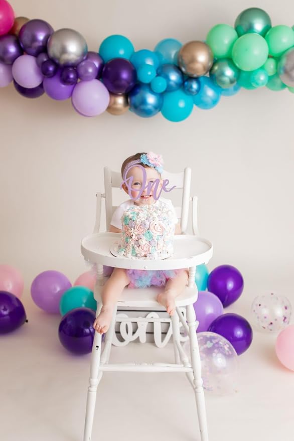 MYAMPED First Birthday Cake Topper - Glitter Purple One Sign 1st birthday Cake Decorating Supplies, Suitable for Baby Shower Favors, Baby Gender Reveal, Birthday Party or Photo Booth Props (Purple)