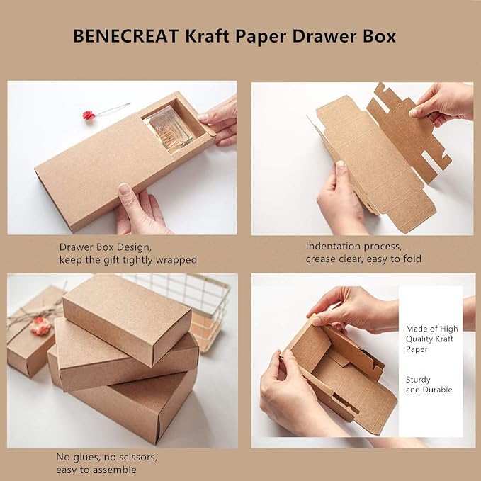 BENECREAT Kraft Paper Drawer Box, Black, Gift Packaging, 6x3x1.5, 16 Pack | Festival Gift Wrapping Drawer Boxes, Soap Jewelry Packaging, Wedding Party Favors, Christmas Wedding Gift Packaging