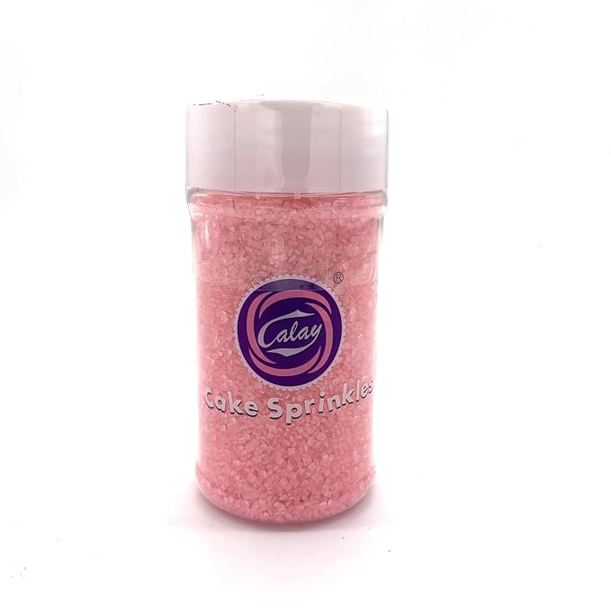 Edible Pink Sanding Sugar Sprinkles Cupcake Cake Toppers, Celebrations Candy Pearls Shaker Jar Wedding Party Cake Dessert Food Decoration Supplies 3.2oz(pink)