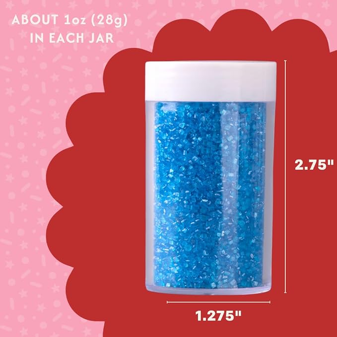 Sweets Indeed 4th of July Decorating Sugar 4-Pack Set – Red White Blue and Silver Sanding Sugar for Baking & Decorating Cupcakes, Cookies, Cakes & Desserts – 4.52 ounces