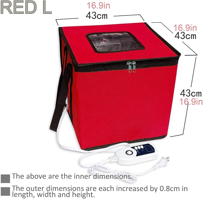 Pizza Dough Proofing Box, Foldable Bread Proofer, Adjustable Temperature, Easy to Clean, Bread Proofing Box for Making Cakes, Bread, Biscuits red L