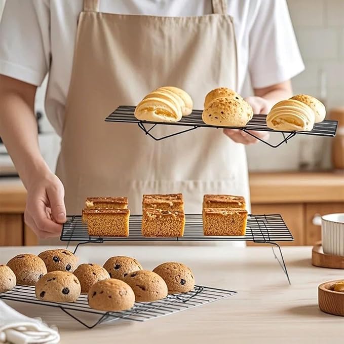 4-Tier Collapsible Cooling Racks | Detachable Wire, Stackable Drying Rack, For Cookie Bread Pizza Baking, For Fruits & Snacks, Perfect for Outdoor Camping