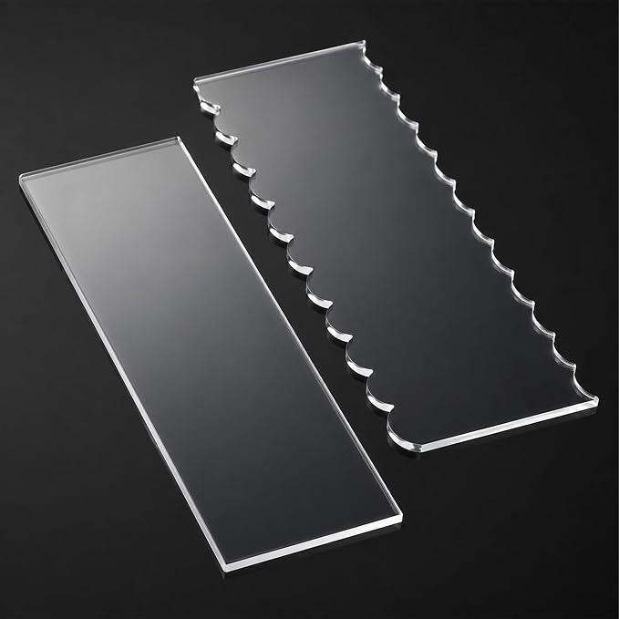 Bilateral Transparent Acrylic Cake Scraper - Cake Comb | Straight & Scalloped Edges, Icing Scraper Tool for Flawless Side Smoothing, Cake Decorating Accessories for DIY Baking Lovers