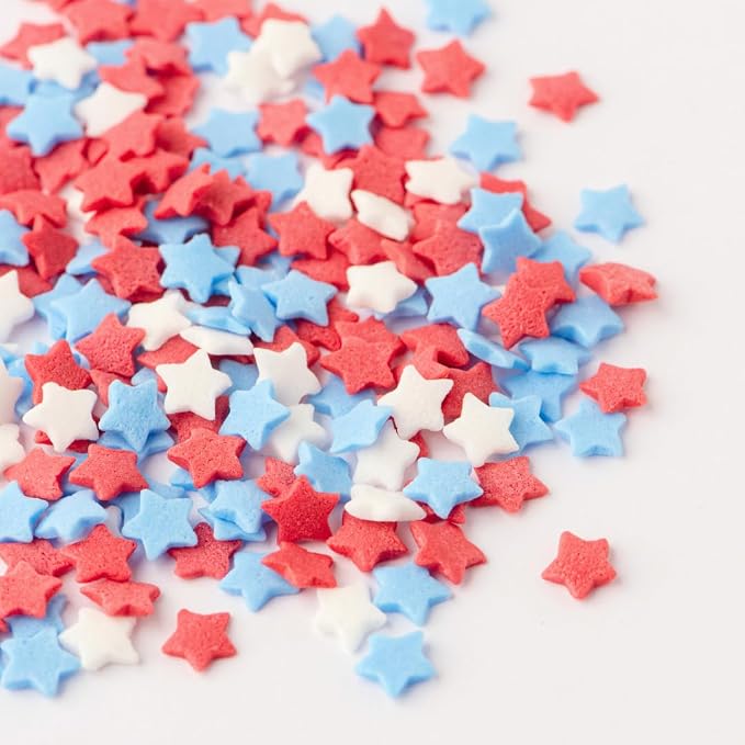 Sweets Indeed Dye Free 4th of July Star Sprinkles – Red White and Blue Patriotic Star Sprinkles with No Artificial Dyes for Baking & Decorating Cupcakes, Cookies, Cakes & Desserts – 2.96 ounces