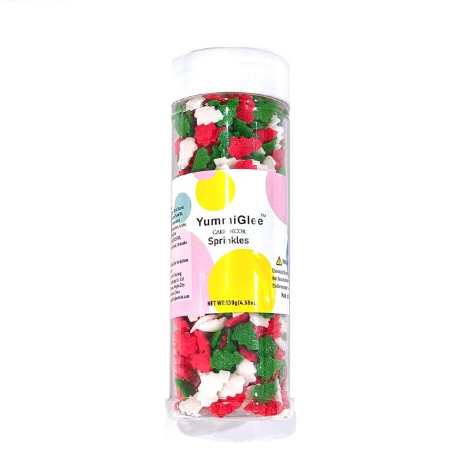 Christmas Tree Sprinkles - 4.6oz - Red, Green & White Confetti for Dessert Decorating - Holiday Baking Toppings for Gingerbread, Cupcakes, Cookies, Cake Pops, Ice Creams