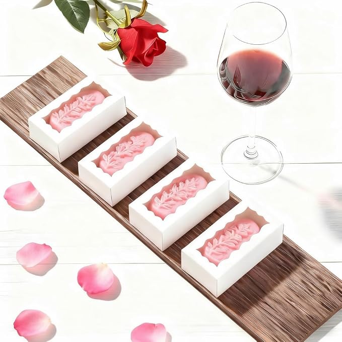 JCXGRVC 100PCS 3.5"x2.36"x1.2" White Soap Boxes, Homemade Soap Packaging Gift Boxes with Window, Small Gift Bakery Boxes for Macarons, Cookies & Candies, Wedding & Birthday Party Favors