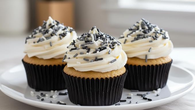 NCS Las Vegas Game Day Black, Silver & White Jimmies Edible Sprinkles – Cupcake, Cake & Cookie Decorations, 7 oz