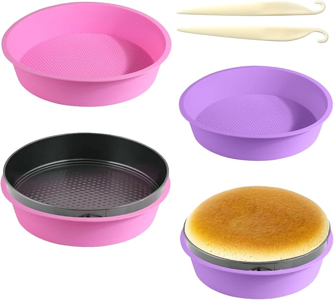 4Pcs Cheesecake Pan Protector, Silicone Springform Pan Protector for 9, 9.5, 7, 8 Inch Cake Mold Baking Pans Round Cakes Mold Cake Baking Pans Preventing Water from Entering the Spring Form Pans