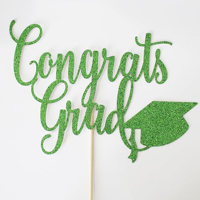 Congrats Grad Cake Topper,2026 Graduation Cake Topper, Congrats Grad Decorations,2026 High School/College/Senior Graduation Party Decorations Supplies. (green)