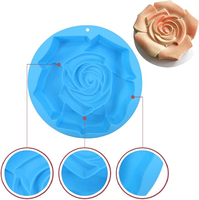 Joyeee 11.8'' Rose Flower Cake Mold Pan, Silicone Baking Mold for Birthday Cake, Muffin, Bread, Pie, Flan, Tart, Mousse, Cheesecake - Non-Stick Baking Trays - Great For Parties, Holidays