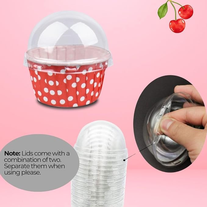 50 Pack Cupcake Cups with Lids, Foil Cupcake Muffin Liners Wrappers, Disposable Muffin Baking Cups Tins, Mini Cake Pans Containers Holder for Wedding Birthday Party