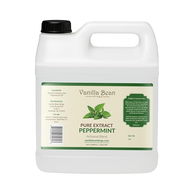 Pure Peppermint Extract for Baking and Flavoring - Premium Quality Natural Flavors for Baked Goods, Desserts, & Cooking - 1 Gallon