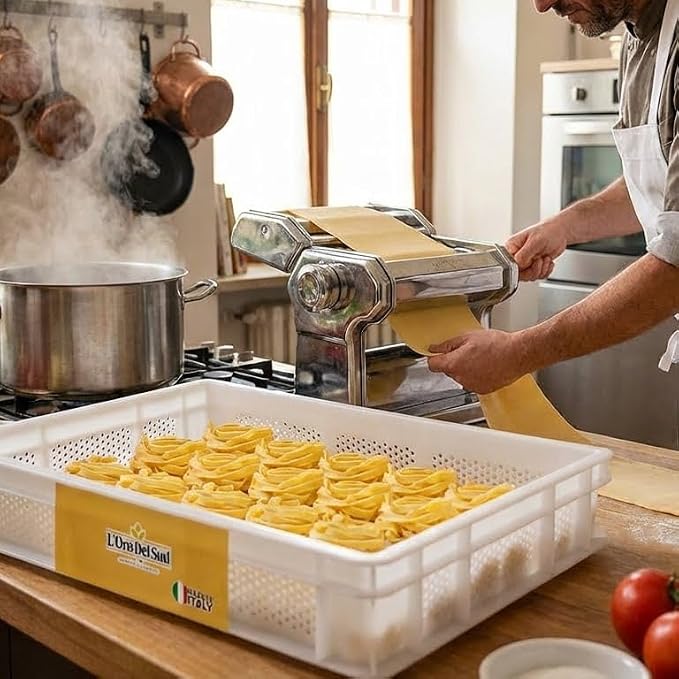 L'Oro Del Sud Commercial Dough Proofing Box Tray with Lid, White, 2 Trays | 23.6" x 15.74" x 2.75" Stackable Dough Tray for Pizza Dough Proofing, Impact and Temperature Bin Resistant, Product of Italy