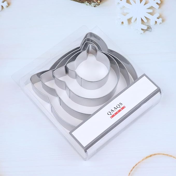 Cat Face Head Cookie Cutters Shapes Set with Assorted Sizes - 5 inch, 4 inch, 3 inch, 2 inch - Stainless Steel