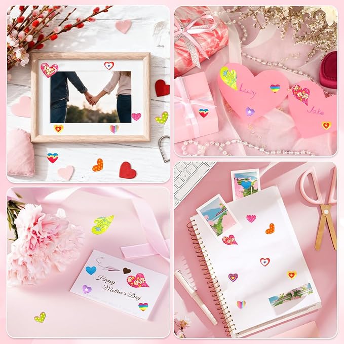 Heart Stickers, 3140 Pcs Small Heart Sticker Bulk, 50 Sheets Gilter Self Adhesive Love Sticker for Card Envelopes Gifts Craft Scrapbooking Wedding Mother's Day Valentines Day Party Decorations Favors