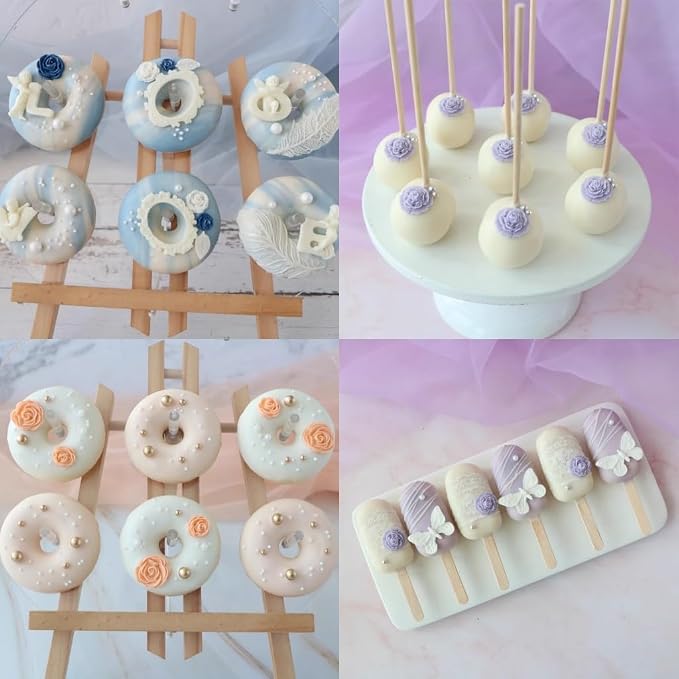 Roses Mold Flower Silicone Cake Molds Chocolate Sugarcraft Decorating Fondant Fimo Tools 4 Size Pink 2 Piece
