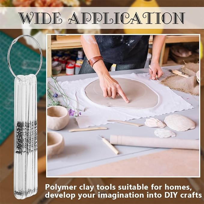OLYCRAFT 10Pc 1/2/3/4/5mm Clay Depth Guides for Polymer Earrings DIY Making | Clear, Acrylic Polymer Clay Depth Guide Set, Adjustable Clays Rolling Pin Guide, with Protective Film, Clays Rolling Tools