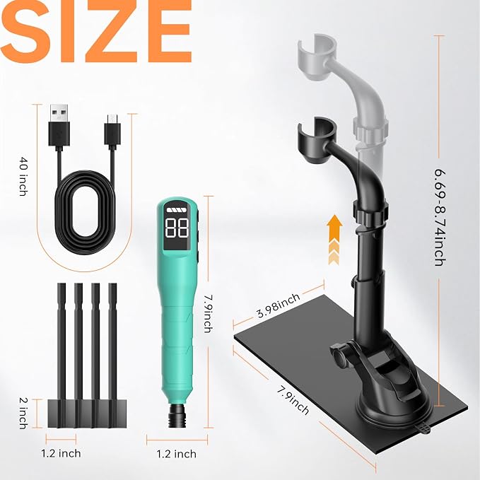 Rechargeable Resin Mixer with Stand | 3 Speeds Control | Timed Stop Function | 4 Electric Stirrer Paddles for Epoxy Resin, Silicone, Paint Mixing, Soap Making, Resin Tools, DIY Crafts (Light Green)