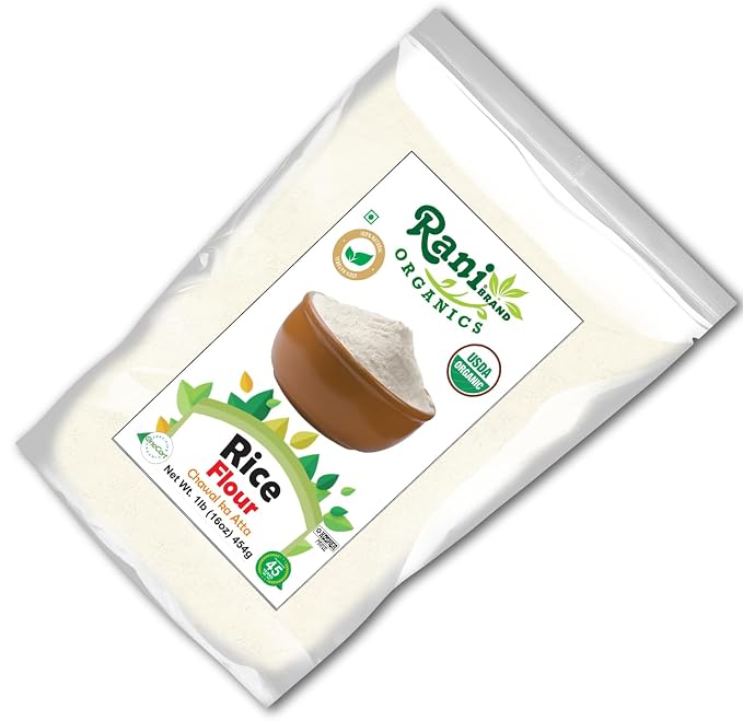 Rani Organic Rice (White) Flour 16oz (1lb) 454g ~ All Natural | Gluten Friendly | Vegan | NON-GMO | Kosher | Indian Origin | USDA Certified Organic