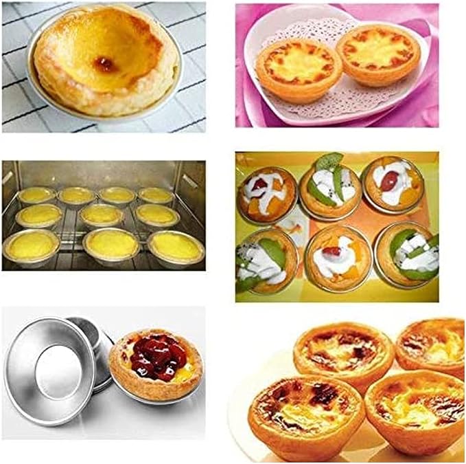 Egg Tart Molds Reusable, Non-Stick Mini Tart Pan Pie Tins Cupcake Cake Baking Cups,Aluminium/30 Pieces