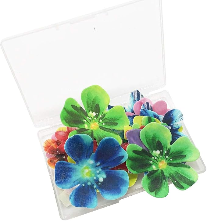 Set of 30 Edible Cupcake Toppers Christmas Cake Topper Wedding Cake Birthday Party Food Decoration Mixed Size & Colour (Flower)