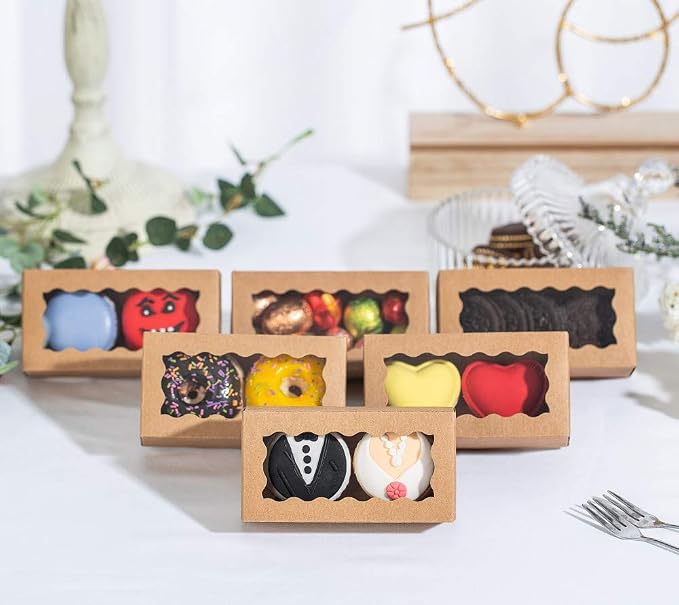 50PCS 4.17 x 2.16 x 1.37 Inches Macaron Boxes for 2, Macaron Container, Macaron Packaging for Wedding, Party, Small Bakery Boxes for Mini Pastry