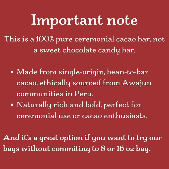 Cacao Adventures - 100% Pure Ceremonial Grade Cacao Bar | Wild Strains | Ethically Sourced Sustainably Grown | (1.76 oz - Pack of 3)