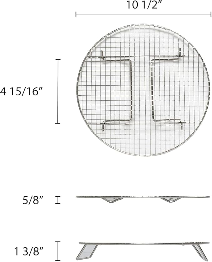 TrueCraftware- 10-1/2” Round Steamer Rack/Cooling Rack Nickel Plated- Steamer Insert Steaming Rack Steam Tray Multi-functional Steamer Basket Cookware Veggie Fish Seafood Cooking