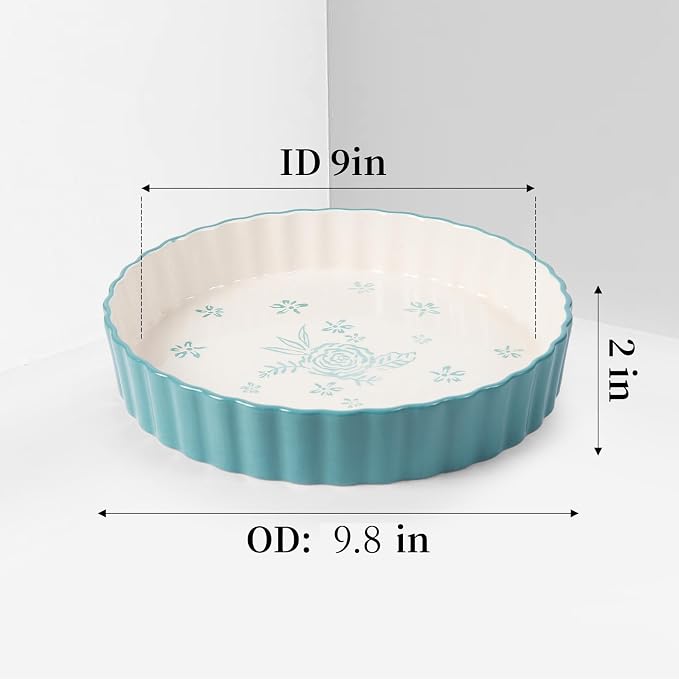 Wisenvoy Pie Pan Tart Pan Quiche Ceramic Pie Dish Pie Plate Tart Pans 9 inch Deep Dish Pie Pan Quiche Pan